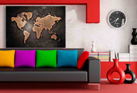Weltkarte Leinwandbild AK Art Bilder Mehrfarbig Wandbild Kunstdruck Wanddeko XXL