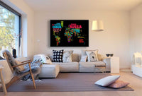 Weltkarte Leinwandbild AK Art Bilder Mehrfarbig Wandbild Kunstdruck Wanddeko XXL