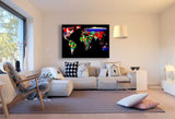 Weltkarte Leinwandbild AK Art Bilder Mehrfarbig Wandbild Kunstdruck Wanddeko XXL