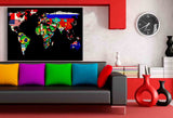 Weltkarte Leinwandbild AK Art Bilder Mehrfarbig Wandbild Kunstdruck Wanddeko XXL