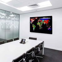 Weltkarte Leinwandbild AK Art Bilder Mehrfarbig Wandbild Kunstdruck Wanddeko XXL