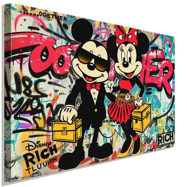 TOGETHER RICH – Pop-Art Leinwandbild im Mickey-Stil für Power-Couples | AK ART