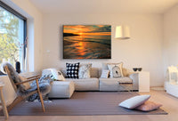 Sonnenaufgang Meer Rot Leinwandbild AK Art Bilder Leinwand Bild Mehrfarbig XXL
