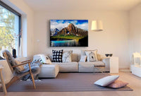 Gebirge & See Leinwandbild AK Art Bilder Mehrfarbig Wandbild Kunstdruck Wanddeko