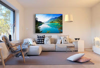 Gebirge & See Leinwandbild LaraArt Bilder Mehrfarbig Wandbild Kunstdruck TOP XXL