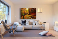 Landstraße Herbst Laub Leinwandbild AK Art Bilder Mehrfarbig Wandbild Kunstdruck