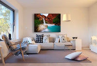 Wasserfall Oase Leinwandbild AK Art Bilder Mehrfarbig Kunstdruck Wandbild XXL