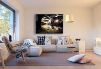 Baum See Abend Leinwandbild AK Art Bilder Mehrfarbig Kunstdruck Wandbild XXL