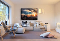 Berg Sonne Klein Leinwandbild AK Art Bilder Mehrfarbig Kunstdruck Wandbild XXL