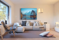Berge See Insel Leinwandbild AK Art Bilder Mehrfarbig Kunstdruck XXL Wandbild