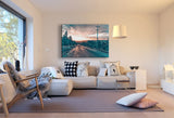 Straße Wwald Sonne Leinwandbild AK Art Bilder Mehrfarbig Kunstdruck XXL Wandbild