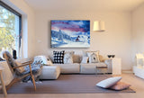 Wald Dorf Winter Leinwandbild AK Art Bilder Mehrfarbig Kunstdruck XXL Wandbild