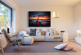 AK Art Himmel Meer Frau an der Brandung Rot Premium Kunstdruck Wandbild TOP XXL