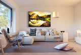 Baum Sonne See Leinwandbild AK Art Bilder Mehrfarbig Wandbild Kunstdruck TOP XXL
