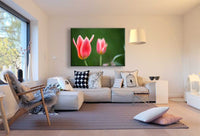 Rote Blumen Ostern Frühling Leinwandbild AK Art Bilder Wanddeko Wandbild TOP XXL