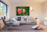 Rote Blumen Ostern Frühling Leinwandbild AK Art Bilder Wanddeko Wandbild TOP XXL