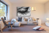 Geschlossenes Auge Vögel Abstrakt Leinwandbild AK Art Bilder SchwarzWeiß Kunstdruck XXL
