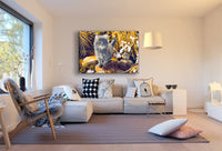 Katze im Wald Leinwandbild AK Art Bilder Mehrfarbig Kunstdruck Wandbild Wanddeko