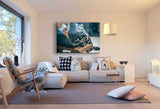 Katze am Computer Leinwandbild AK Art Bilder Mehrfarbig Kunstdruck Wandbild XXL