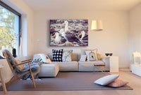 Vögel Steine Leinwandbild AK Art Bilder Mehrfarbig Kunstdruck Wandbild Wanddeko