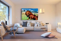 Pferd Leinwandbild AK Art Bilder Mehrfarbig Wandbild Kunstdruck Wanddeko TOP XXL