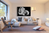 Löwe Groß Schwarz Weiß Leinwandbild AK Art Bilder Kunstdruck XXL Wandbild TOP