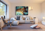 Katze im Bett Leinwandbild AK Art Bilder Mehrfarbig Kunstdruck XXL Wandbild TOP