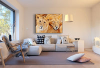 Löwen Familie Leinwandbild AK Art Bilder Mehrfarbig Kunstdruck XXL Wandbild TOP