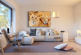 Löwen Familie Leinwandbild AK Art Bilder Mehrfarbig Kunstdruck XXL Wandbild TOP