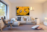 Frösche Gelb Leinwandbild AK Art Bilder Mehrfarbig Kunstdruck XXL Wandbild TOP