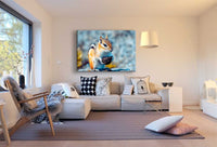 Eichhörnchen mit Eichel Wald Leinwandbild AK Art Bilder Mehrfarbig Kunstdruck