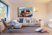 Pferde Farm Leinwandbild AK Art Bilder Mehrfarbig Kunstdruck XXL Wandbild TOP