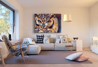 Eule Gelb Augen Wald Leinwandbild AK Art Bilder Mehrfarbig Kunstdruck Wandbild