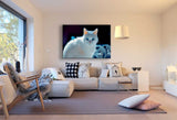 Weiße Katze Leinwandbild AK Art Bilder Mehrfarbig Kunstdruck XXL Wandbild TOP