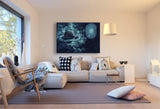Kosmos Planet Blau Leinwandbild AK Art Bilder Mehrfarbig Kunstdruck Wandbild XXL