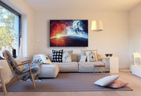 Weltraum Sterne Rot Blau Leinwandbild AK Art Bilder Mehrfarbig Kunstdruck XXL