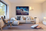 Planet Kampfschiff Leinwandbild AK Art Bilder Mehrfarbig Kunstdruck Wandbild XXL