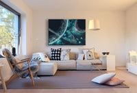 Planeten Ring Blau Leinwandbild AK Art Bilder Mehrfarbig Kunstdruck Wandbild XXL