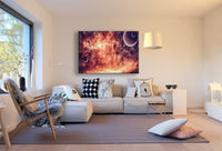 Weltraum Feuer Planeten Rot Leinwandbild AK Art Bilder Mehrfarbig Kunstdruck XXL