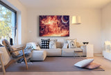 Weltraum Feuer Planeten Rot Leinwandbild AK Art Bilder Mehrfarbig Kunstdruck XXL