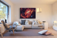 Galaxie Nebel Rot Leinwandbild AK Art Bilder Mehrfarbig Kunstdruck Wandbild XXL