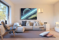 Planet Krater Blau Leinwandbild AK Art Bilder Mehrfarbig Kunstdruck Wandbild XXL