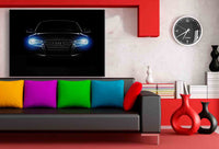 Audi Front Scheinwerfer Leinwandbild AK ART Kunstdruck Wandbild Wanddeko TOP XXL Auto