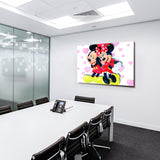 Micky Minnie Maus verliebt Leinwandbild AK ART Kunstdruck Wandbild Wanddeko XXL