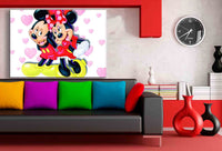 Micky Minnie Maus verliebt Leinwandbild AK ART Kunstdruck Wandbild Wanddeko XXL