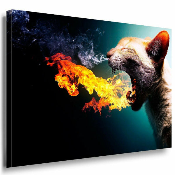 Katze Abstrakt Leinwandbild AK Art Bilder Mehrfarbig Wandbild Kunstdruck XXL