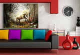 Einhorn Abstrakt Leinwandbild AK Art Bilder Mehrfarbig Wandbild Kunstdruck XXL 1