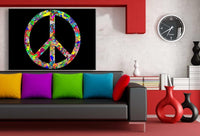 Peace Zeichen Abstrakt Schwarz Leinwandbild AK Art Bilder Wanddeko Wandbild XXL