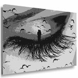 Geschlossenes Auge Vogel Leinwandbild AK Art Bilder SchwarzWeis Kunstdruck XXL