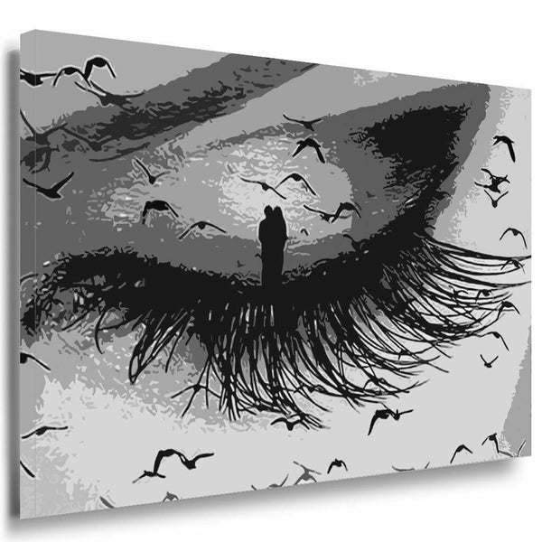 Geschlossenes Auge Vogel Leinwandbild AK Art Bilder SchwarzWeis Kunstdruck XXL